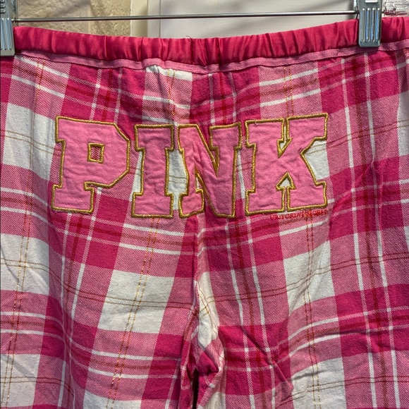 PINK Victoria's Secret Pink, white, and gold Plaid pajama Pants - Picture 7 of 9